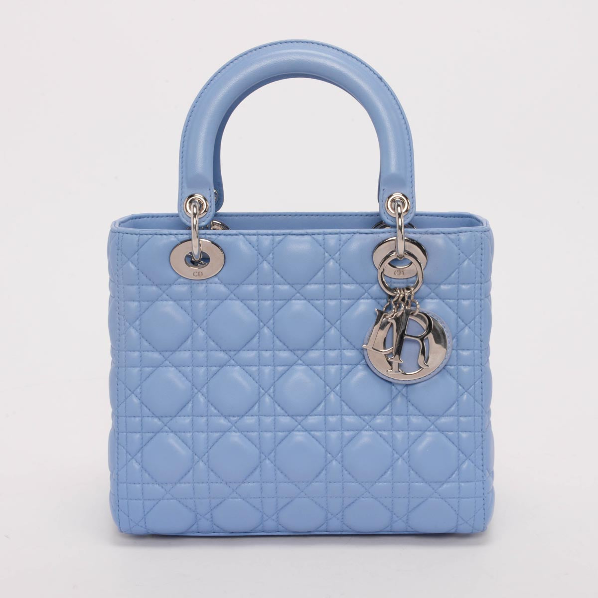 Dior Pale Blue Cannage Lambskin Medium Lady Dior