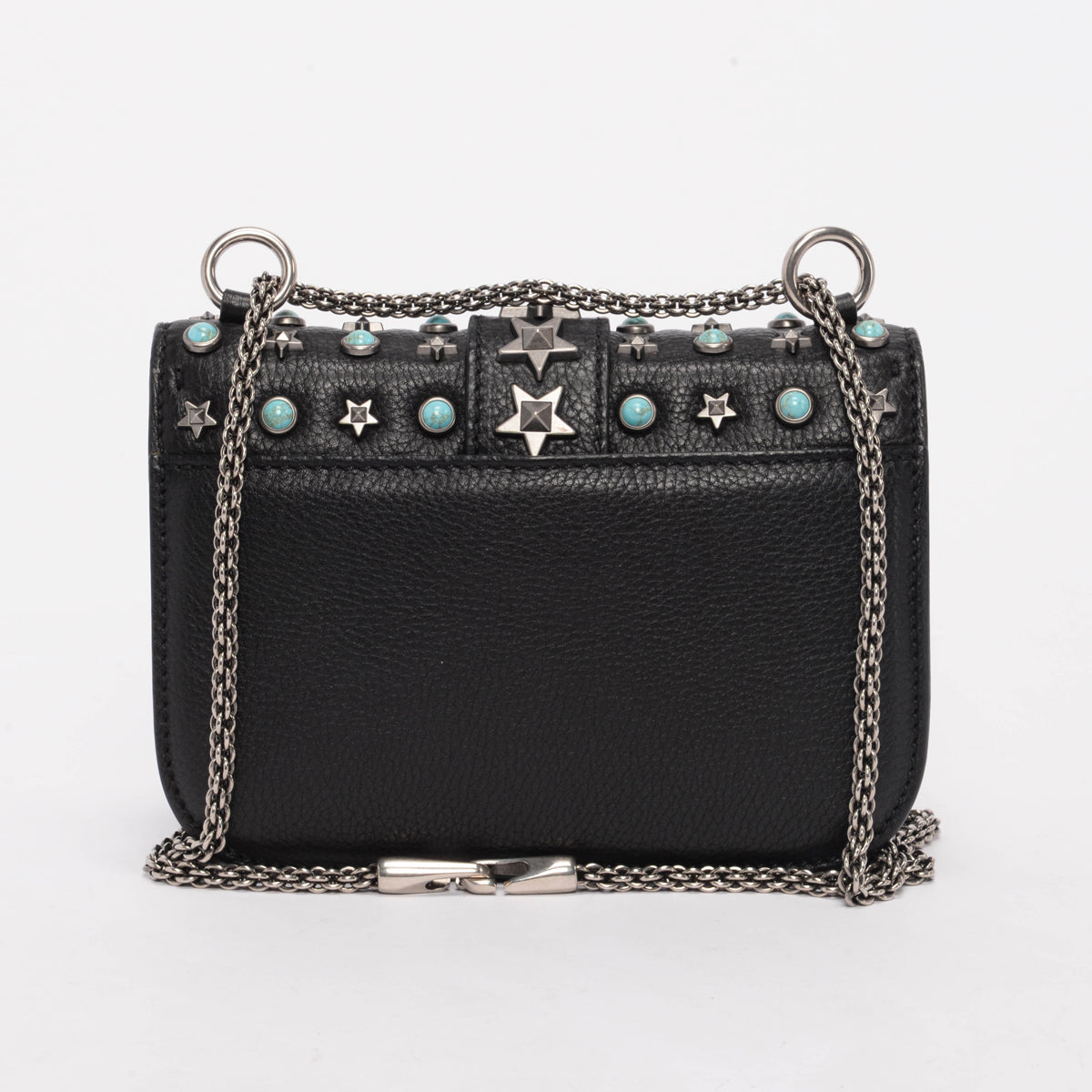 Valentino Black Star Studded Lock Flap Shoulder Bag