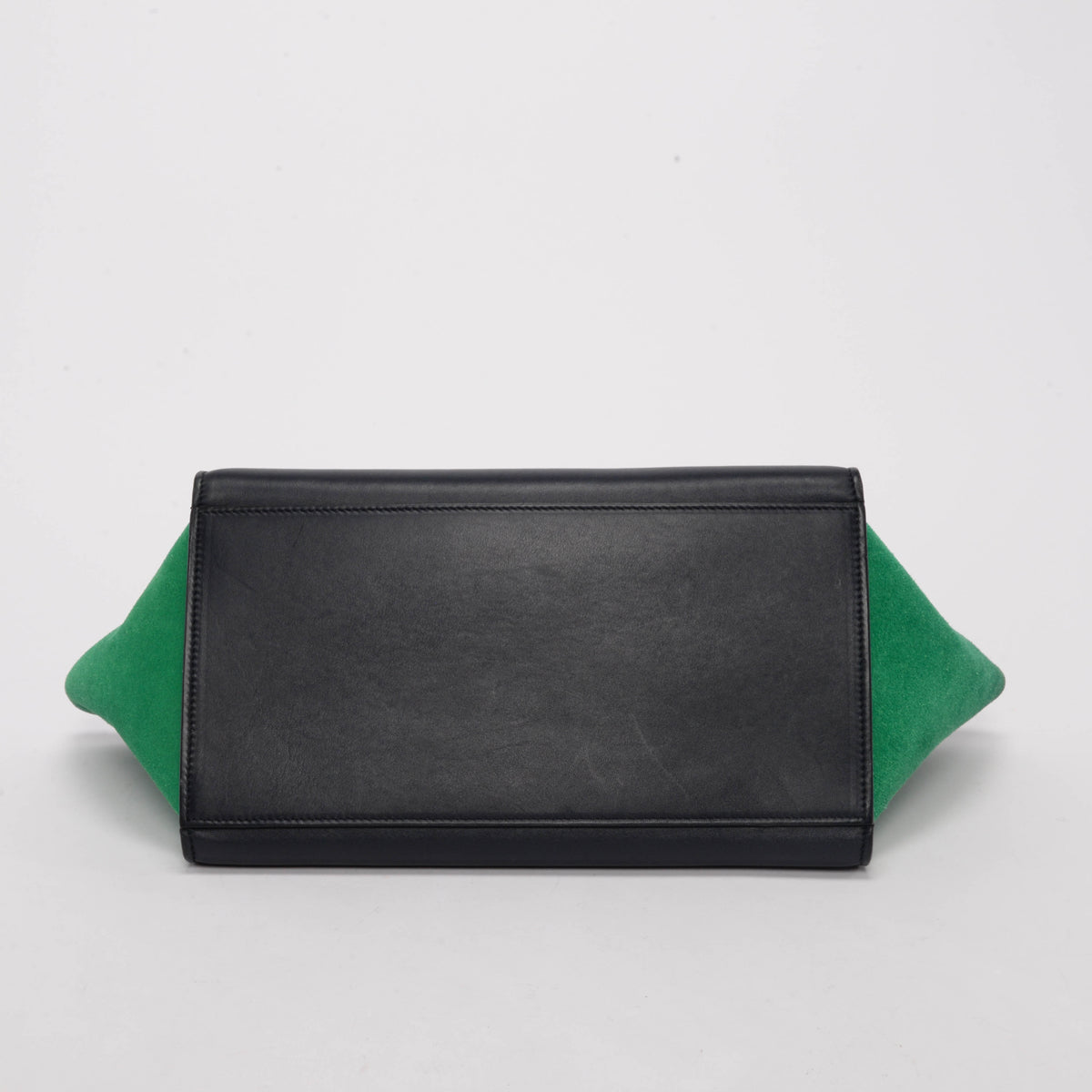 Celine Green & Navy Calf & Suede Small Trapeze Bag