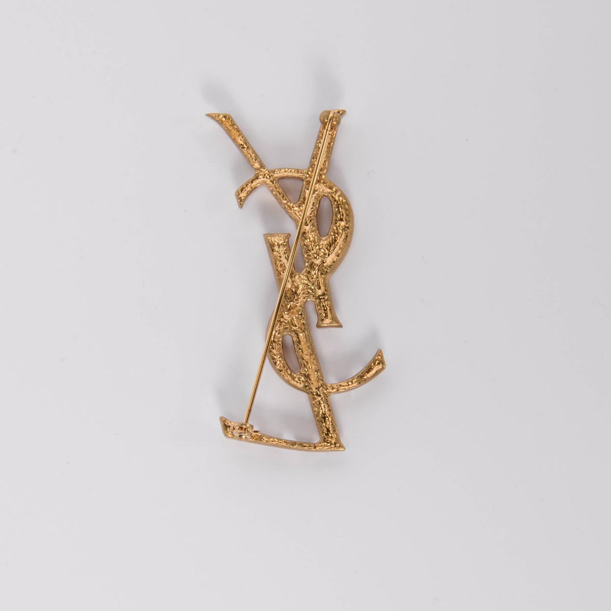 Saint Laurent Aged Gold Cassandre Crocodile Brooch
