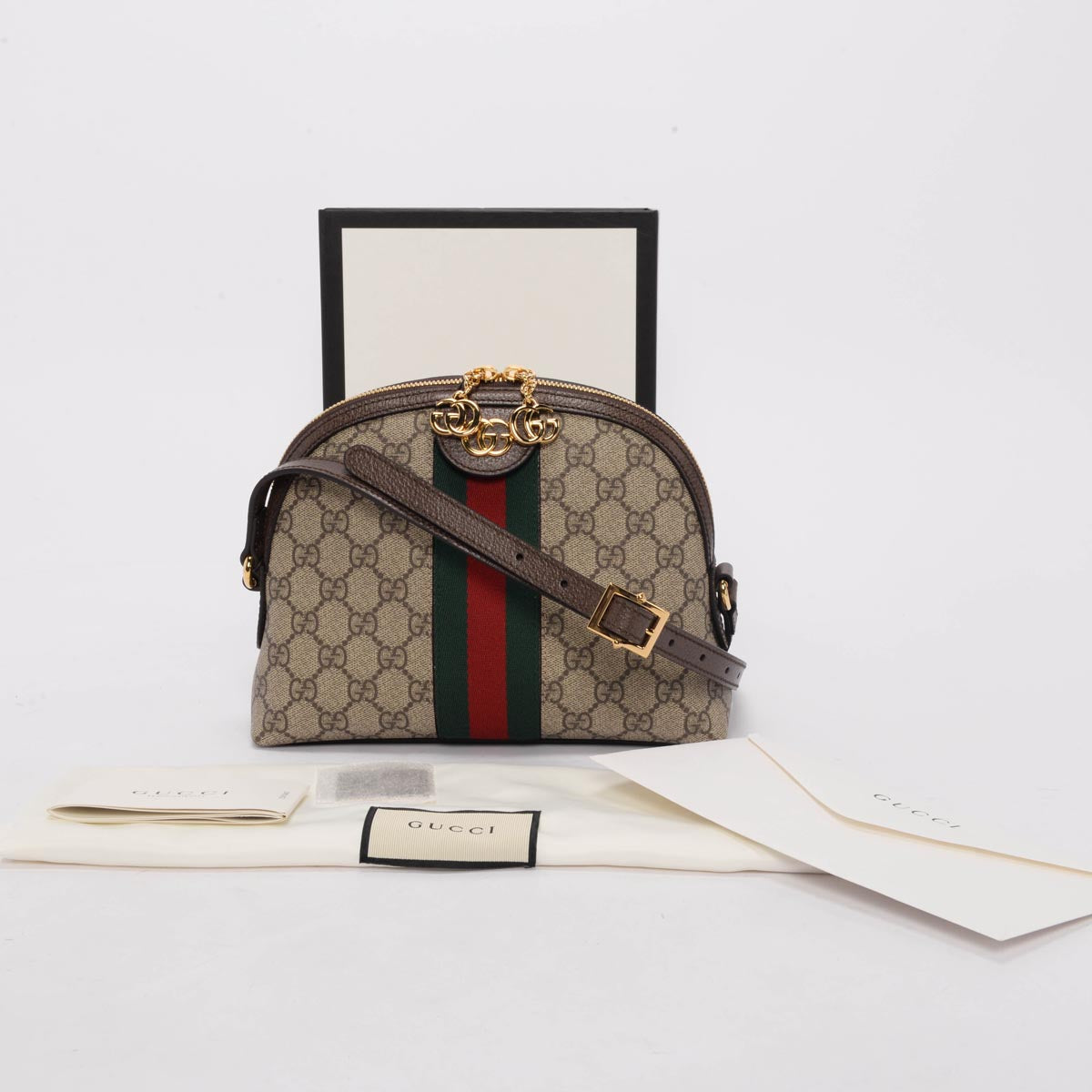 Gucci Brown GG Supreme Small Ophidia Shoulder Bag