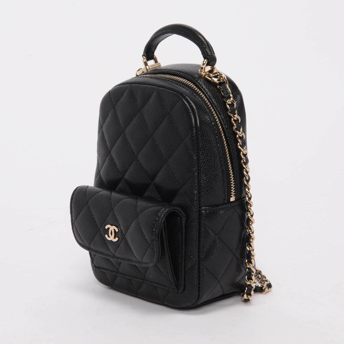 Chanel Black Quilted Caviar Mini Backpack