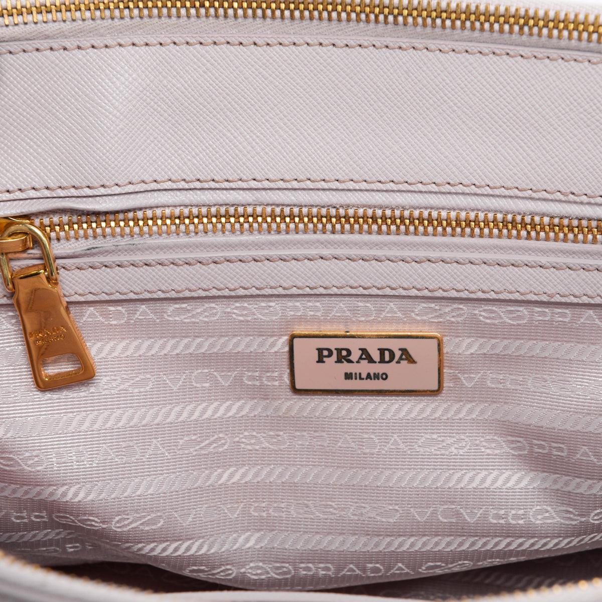 Prada Light Pink Saffiano Lux Small Double Zip Tote