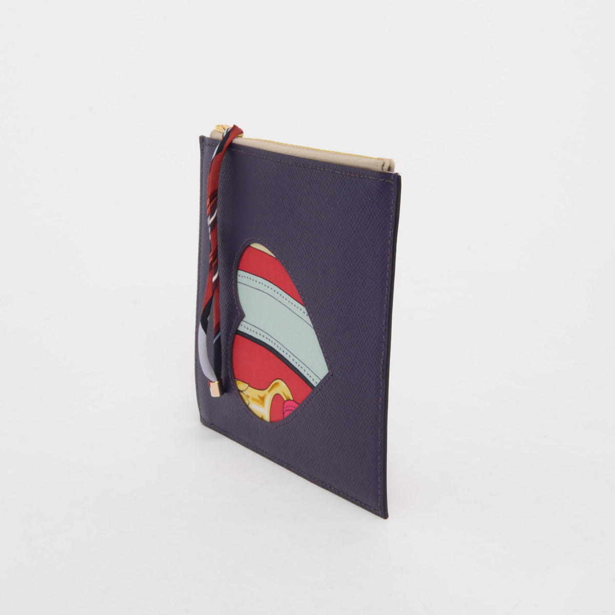 Hermes Calfskin & Silk Heart Petit H Flat Case