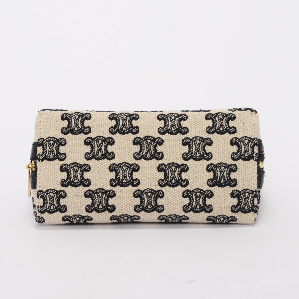 Celine Black Triomphe Canvas Chain Clutch