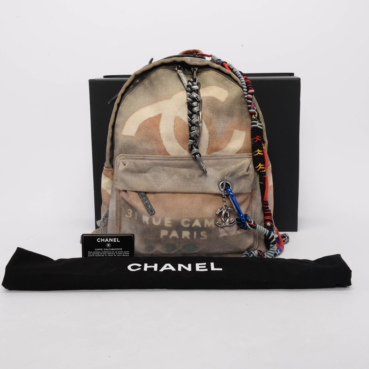 Chanel Grey Graffiti Canvas Small Art School Backpack