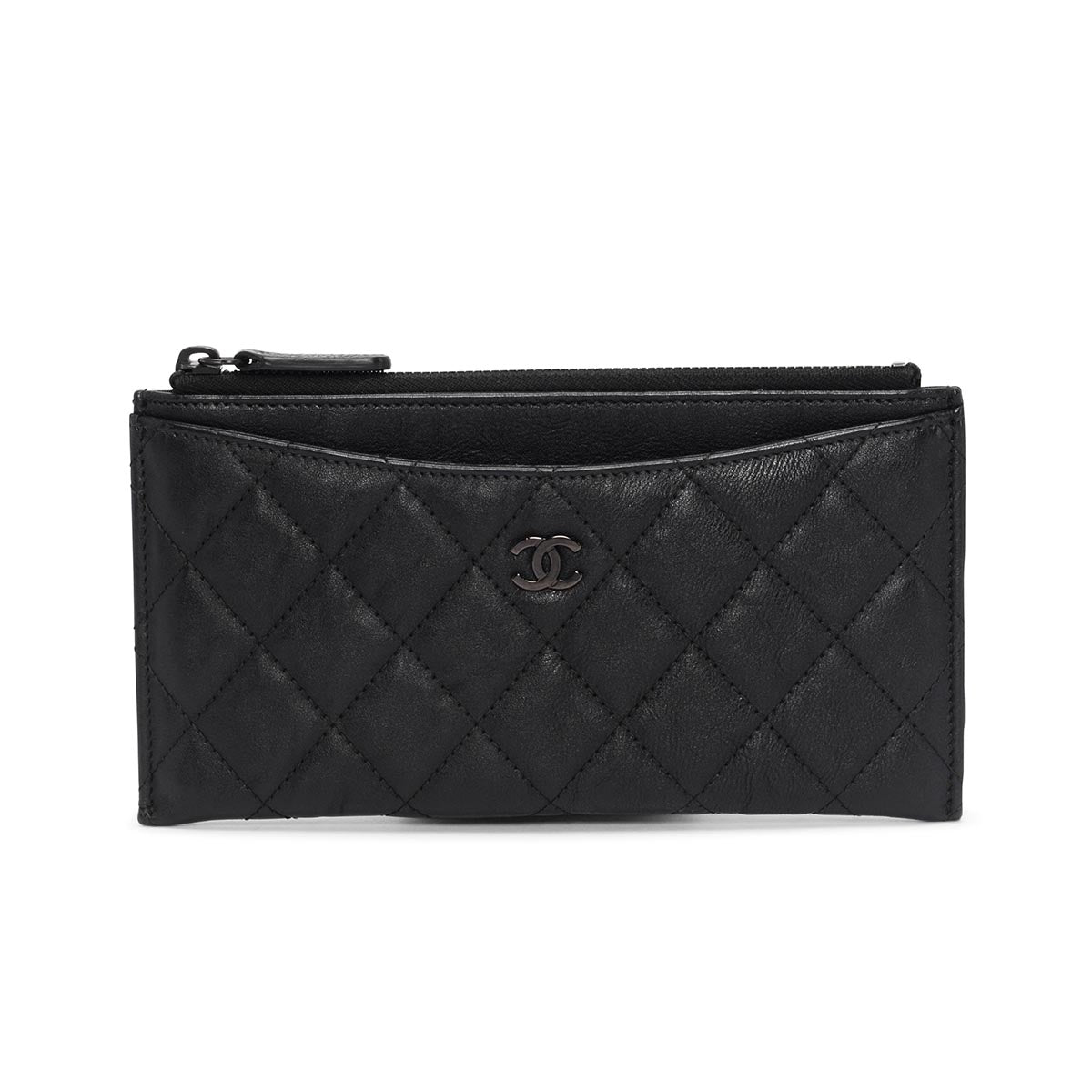 Chanel So Black Quilted Calfskin Classic Zip Pouch