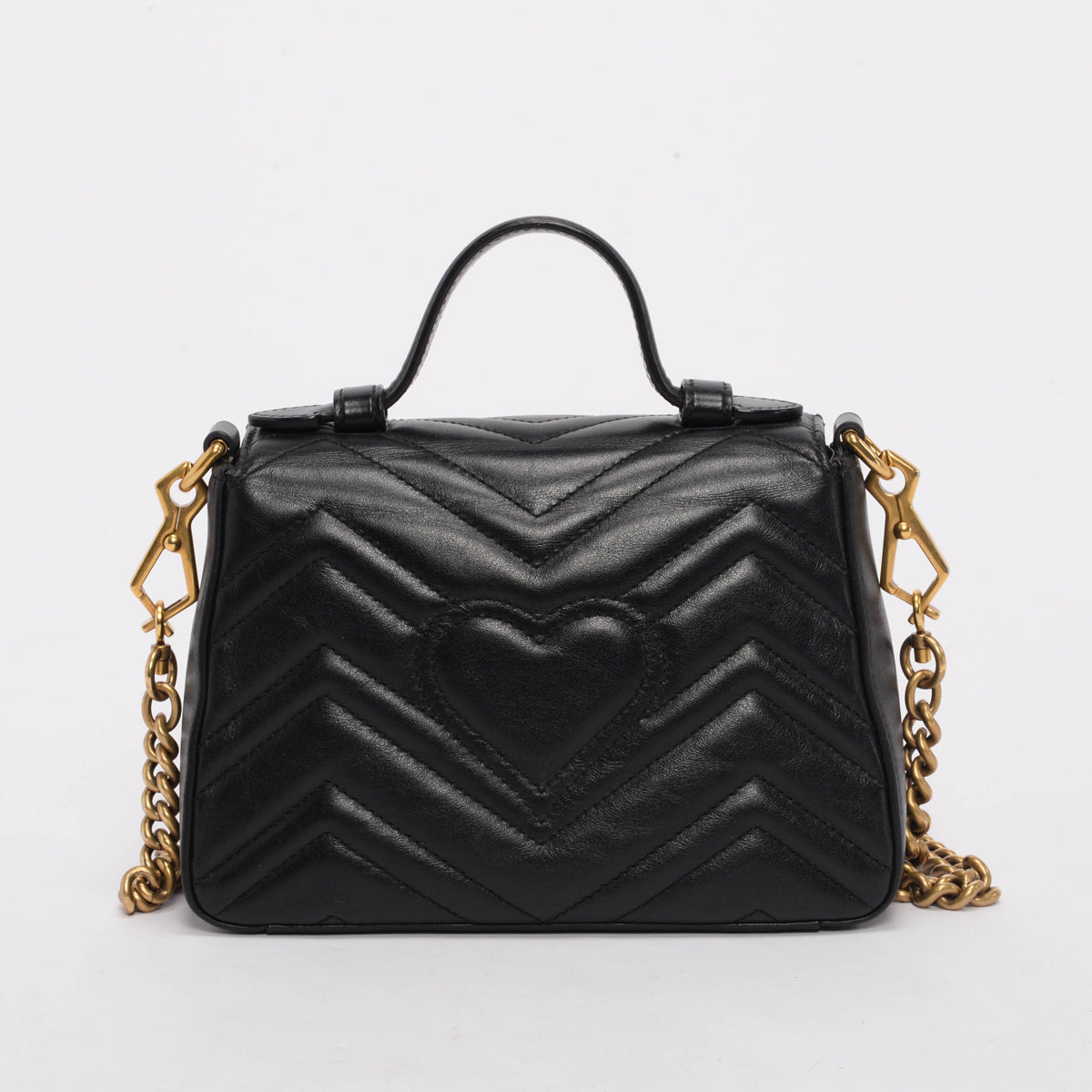 Gucci Black Matelasse GG Marmont Mini Top Handle Bag