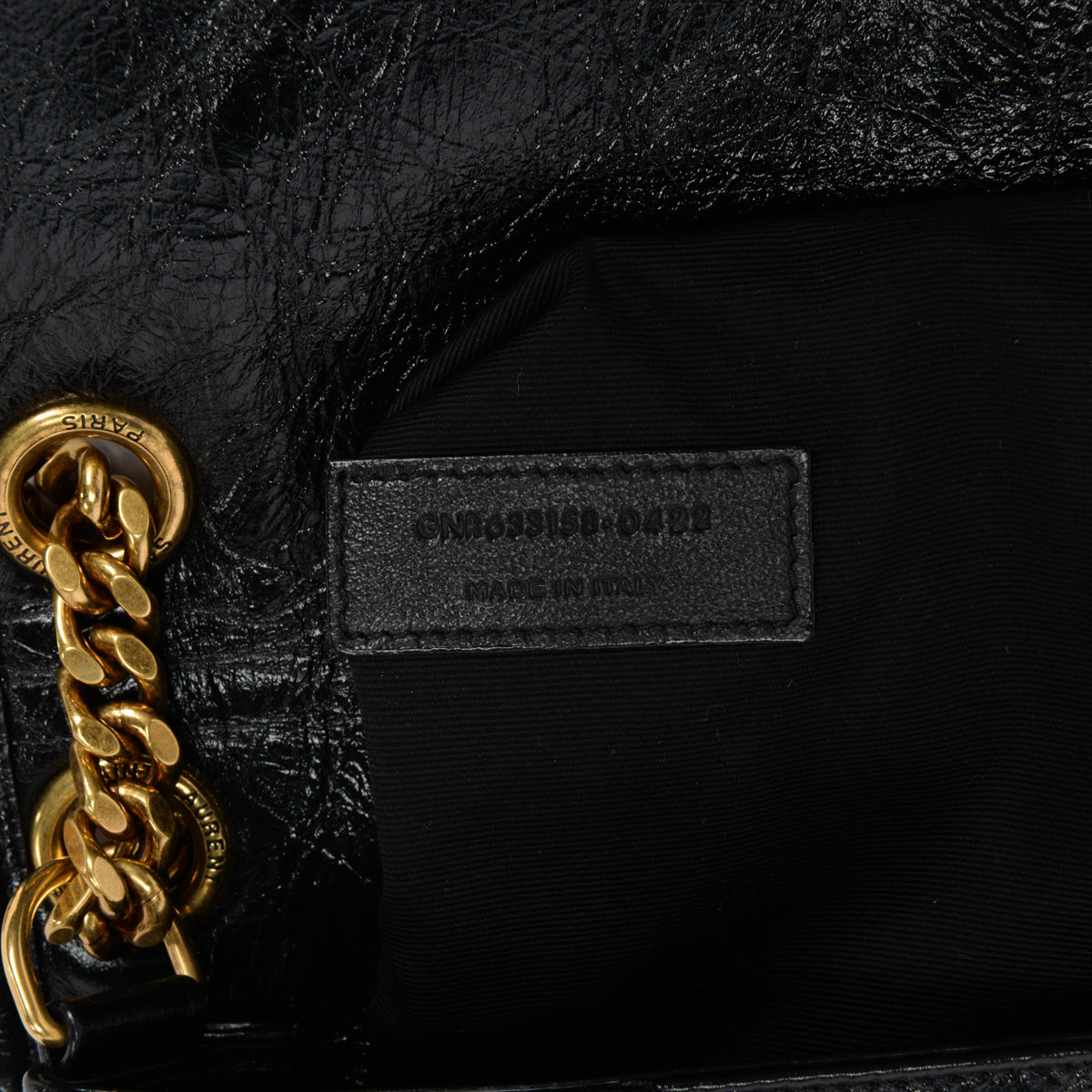 Saint Laurent Black Crinkled Calfskin Medium Niki Bag