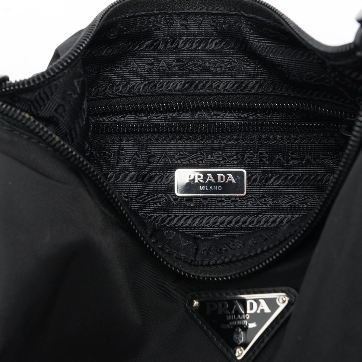 Prada Black Nylon Studded New Vela Hobo Bag