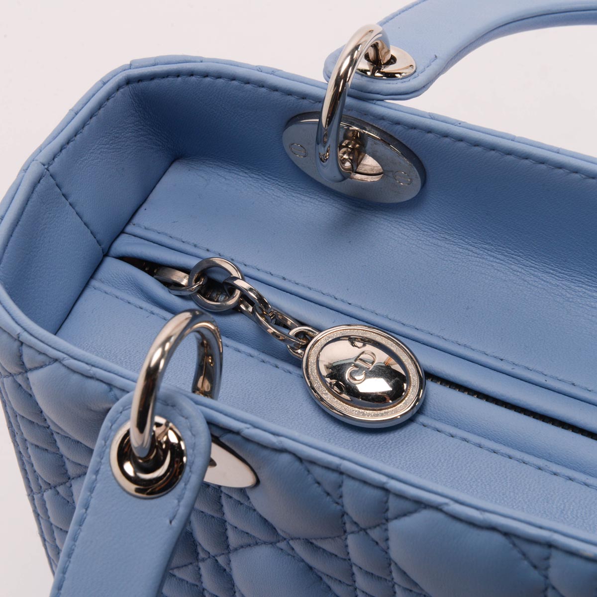 Dior Pale Blue Cannage Lambskin Medium Lady Dior