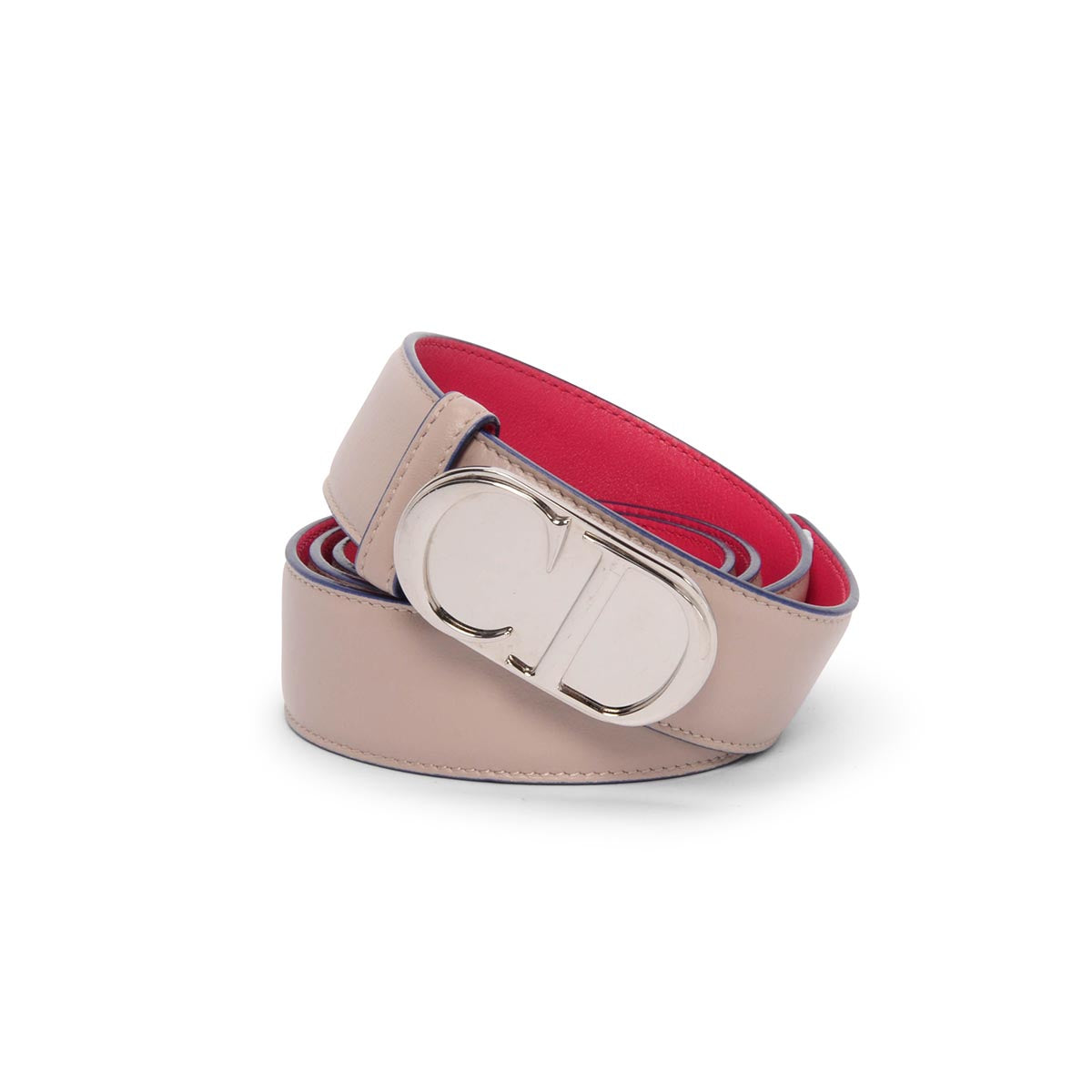 Dior Pink & Champagne Calfskin Reversible Belt