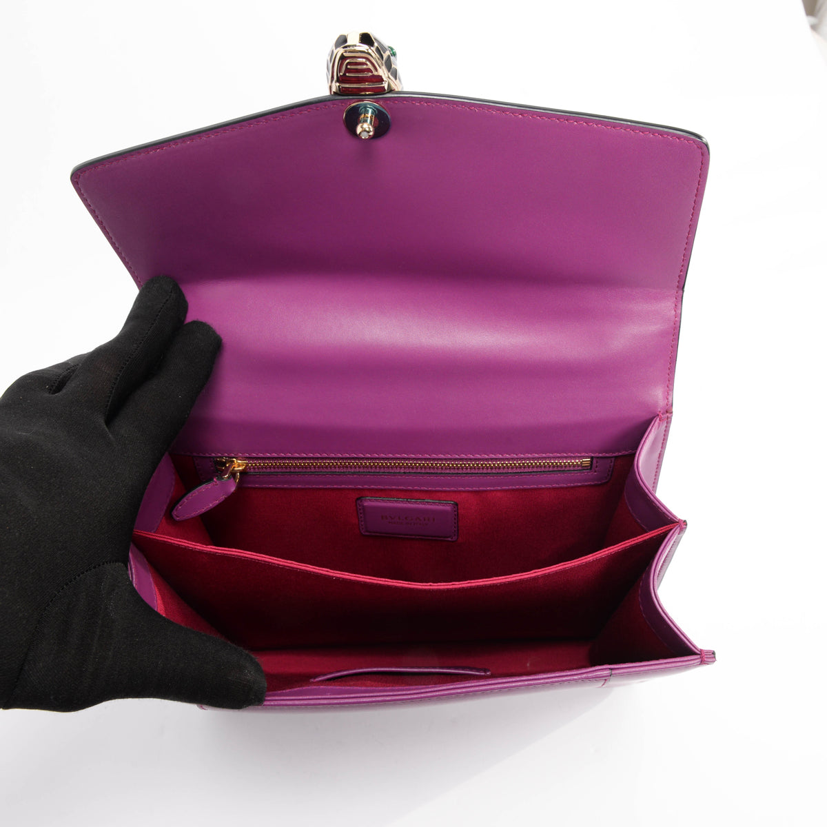 Bulgari Magenta Calfskin Serpenti Top Handle Bag