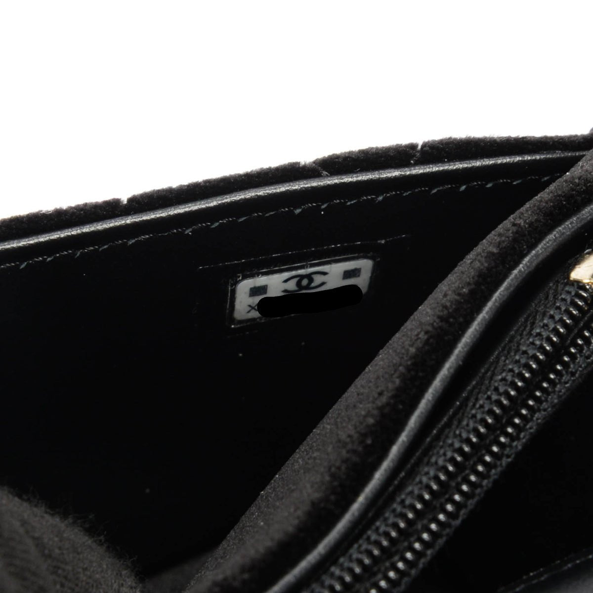 Chanel Black Velvet CC Clutch With Chain