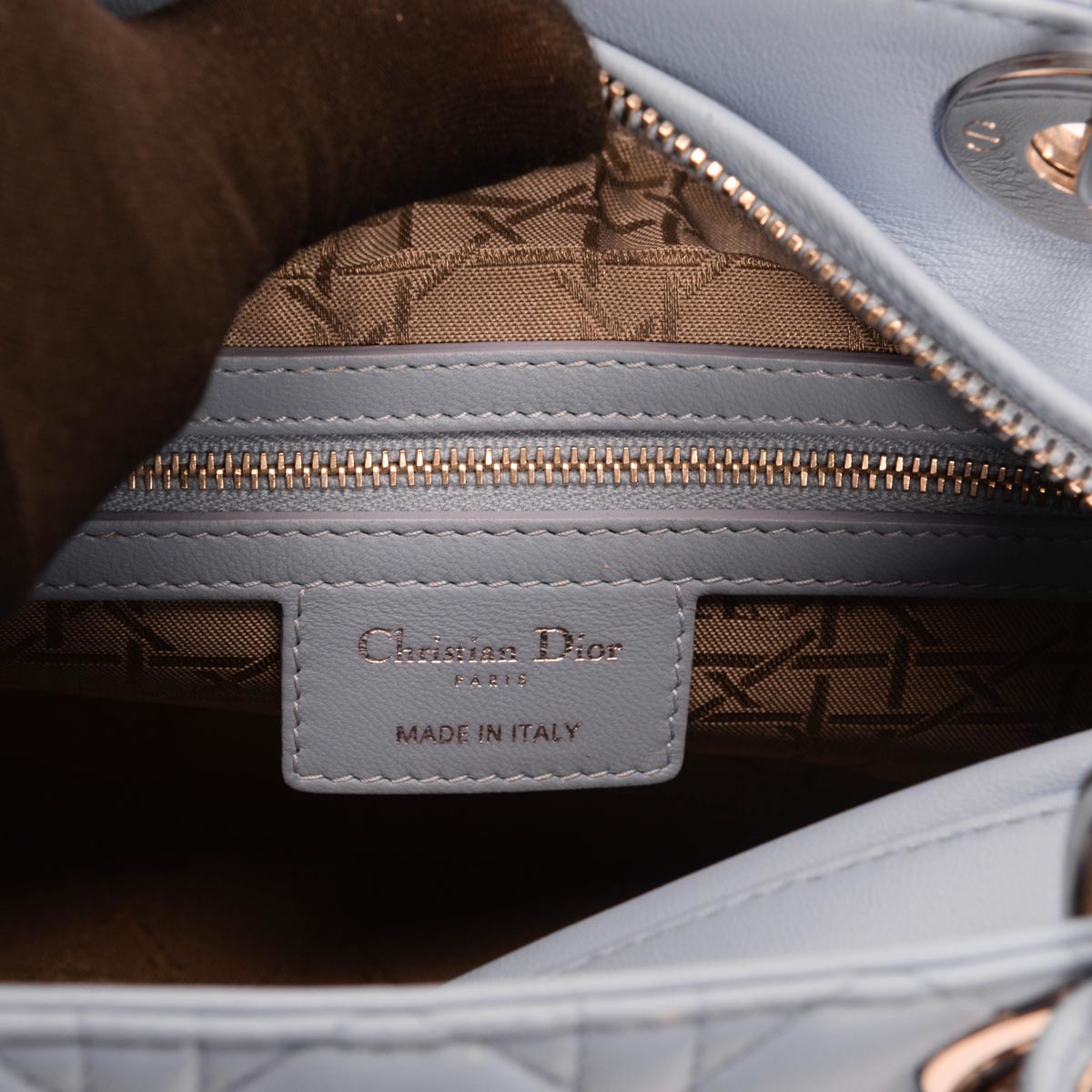 Dior Pale Blue Cannage Lambskin Medium Lady Dior