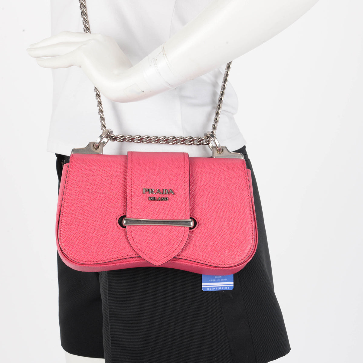 Prada Pink Saffiano Sidonie Small Chain Bag