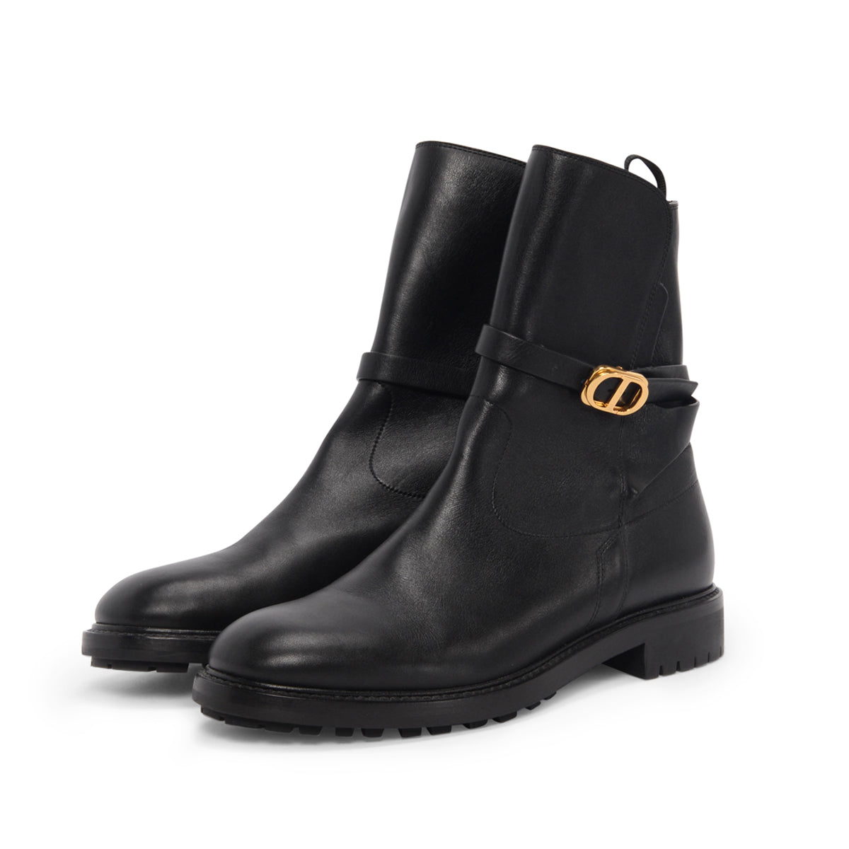 Dior Black Calfskin Empreinte Ankle Boots 40
