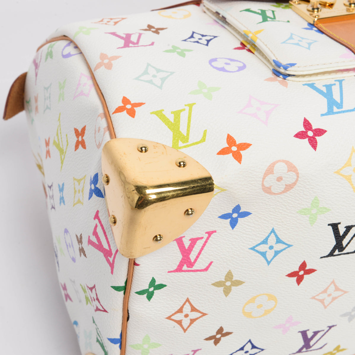 Louis Vuitton White Multicolore Monogram Speedy 30