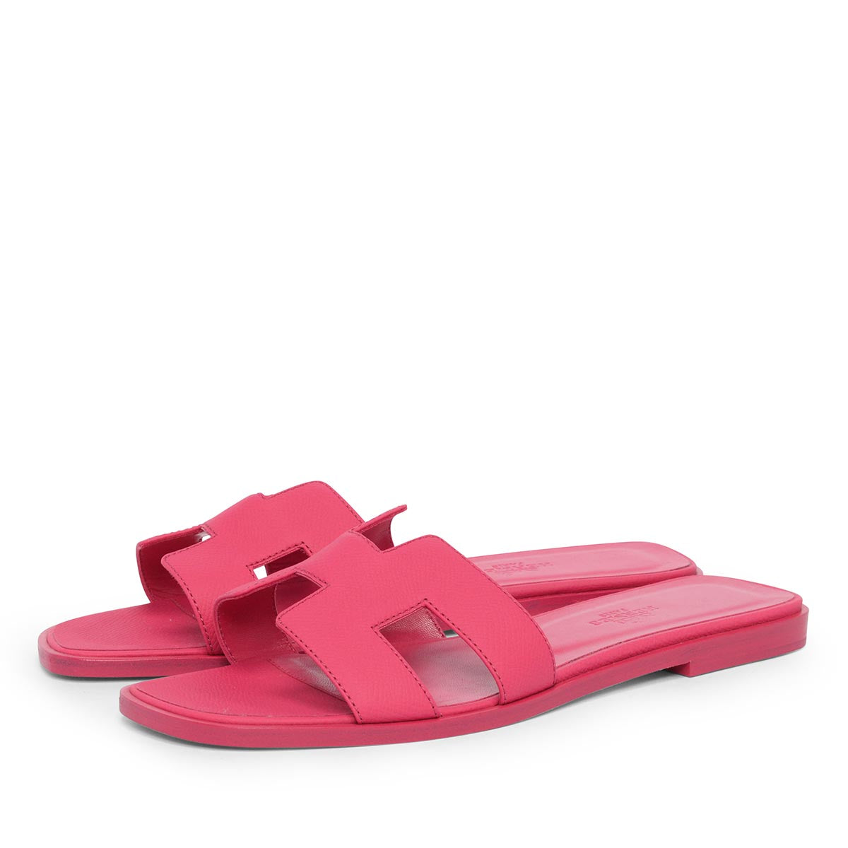 Hermes Rose Extreme Epsom Oran Sandals 37.5