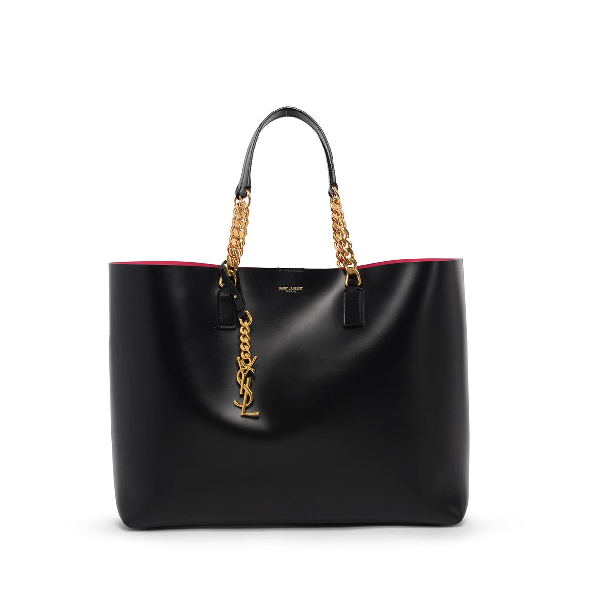 Saint Laurent Black Shiny Calfskin Large Paris Shopper Tote