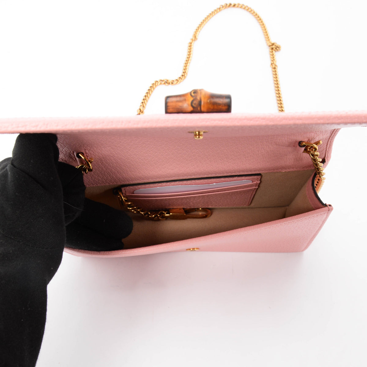 Gucci Pink Grained Leather Mini Diana Chain Bag