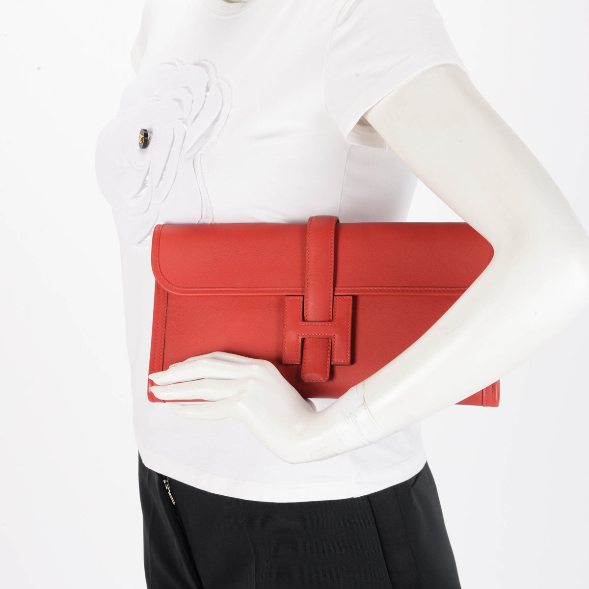 Hermes Rouge Casaque Swift Jige 29 Clutch