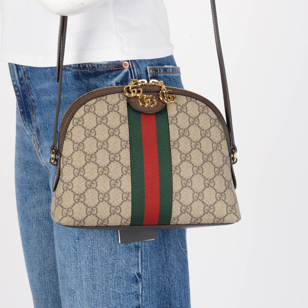 Gucci Brown GG Supreme Small Ophidia Shoulder Bag