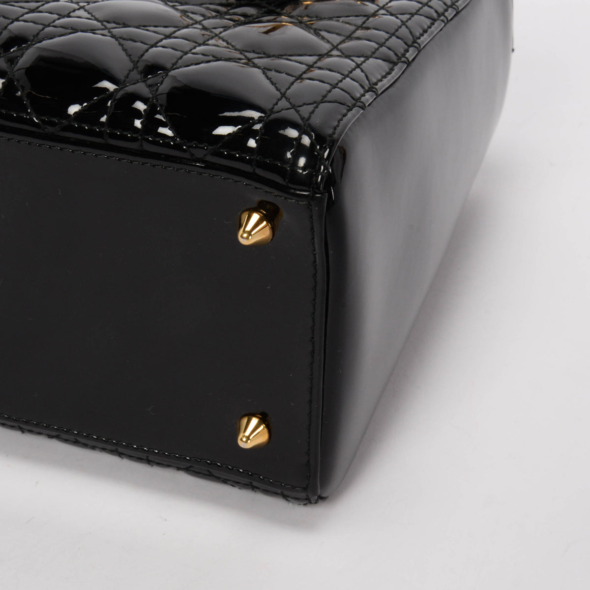 Dior Black Patent Cannage Medium Lady Dior Bag