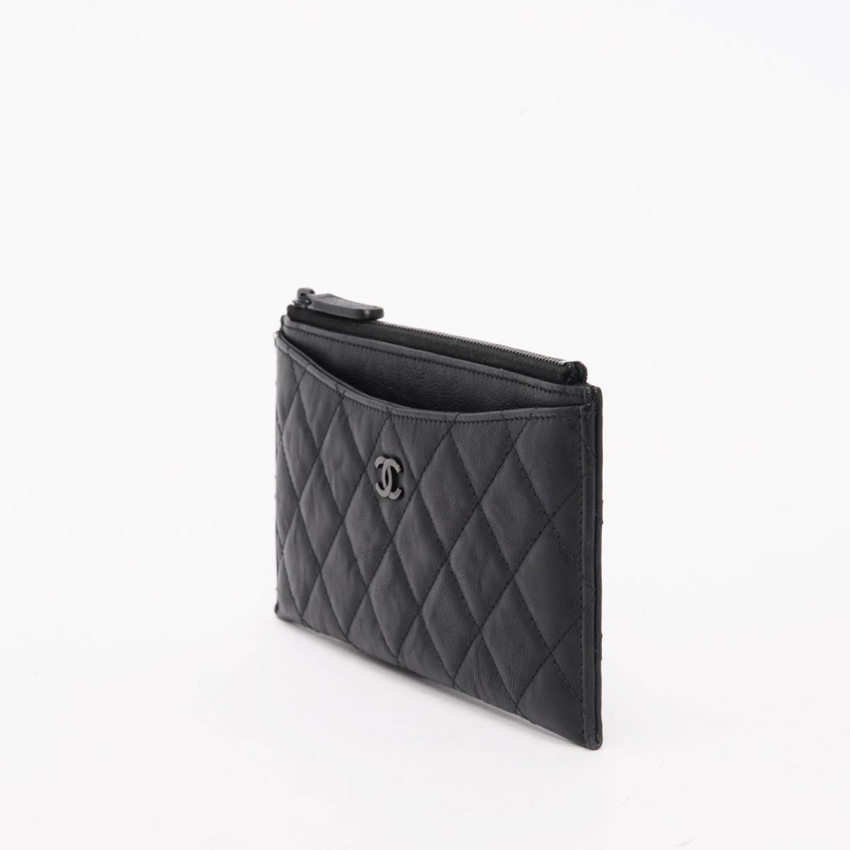 Chanel So Black Quilted Calfskin Classic Zip Pouch