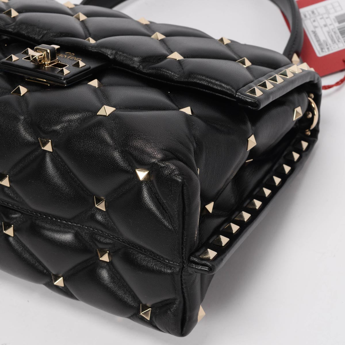 Valentino Black Lambskin Candystud Top Handle Bag