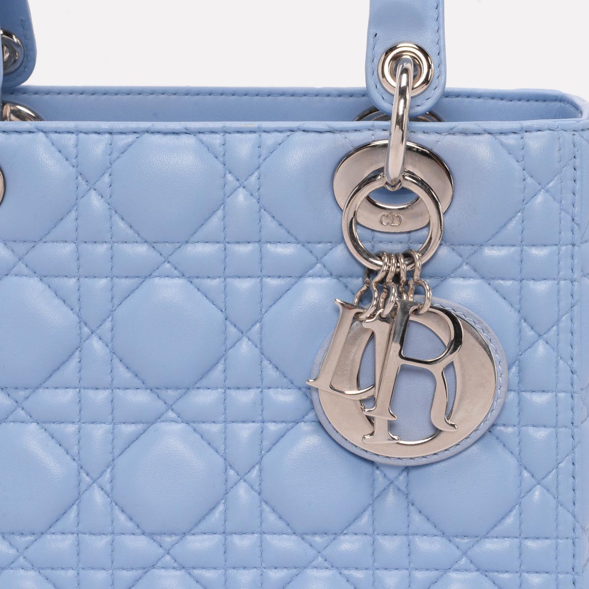 Dior Pale Blue Cannage Lambskin Medium Lady Dior
