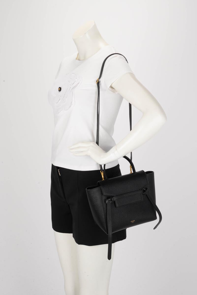 Celine Black Grained Calfskin Nano Belt Bag