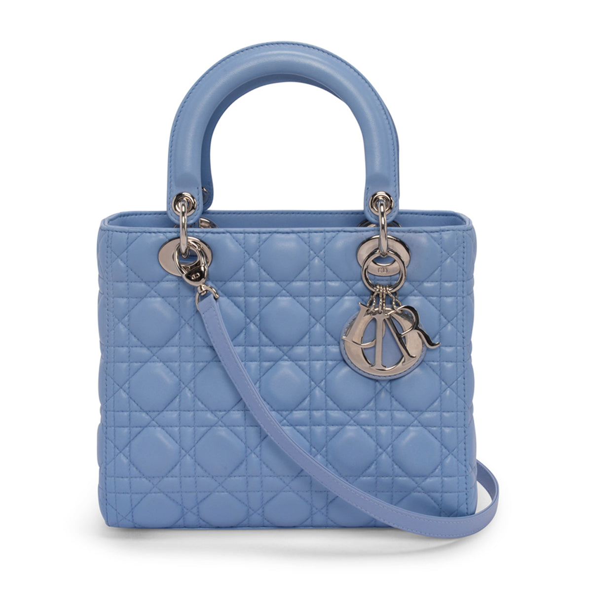 Dior Pale Blue Cannage Lambskin Medium Lady Dior