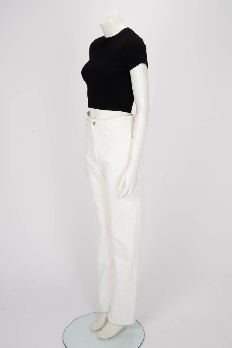 Celine White Denim Wide Leg Jeans FR 42