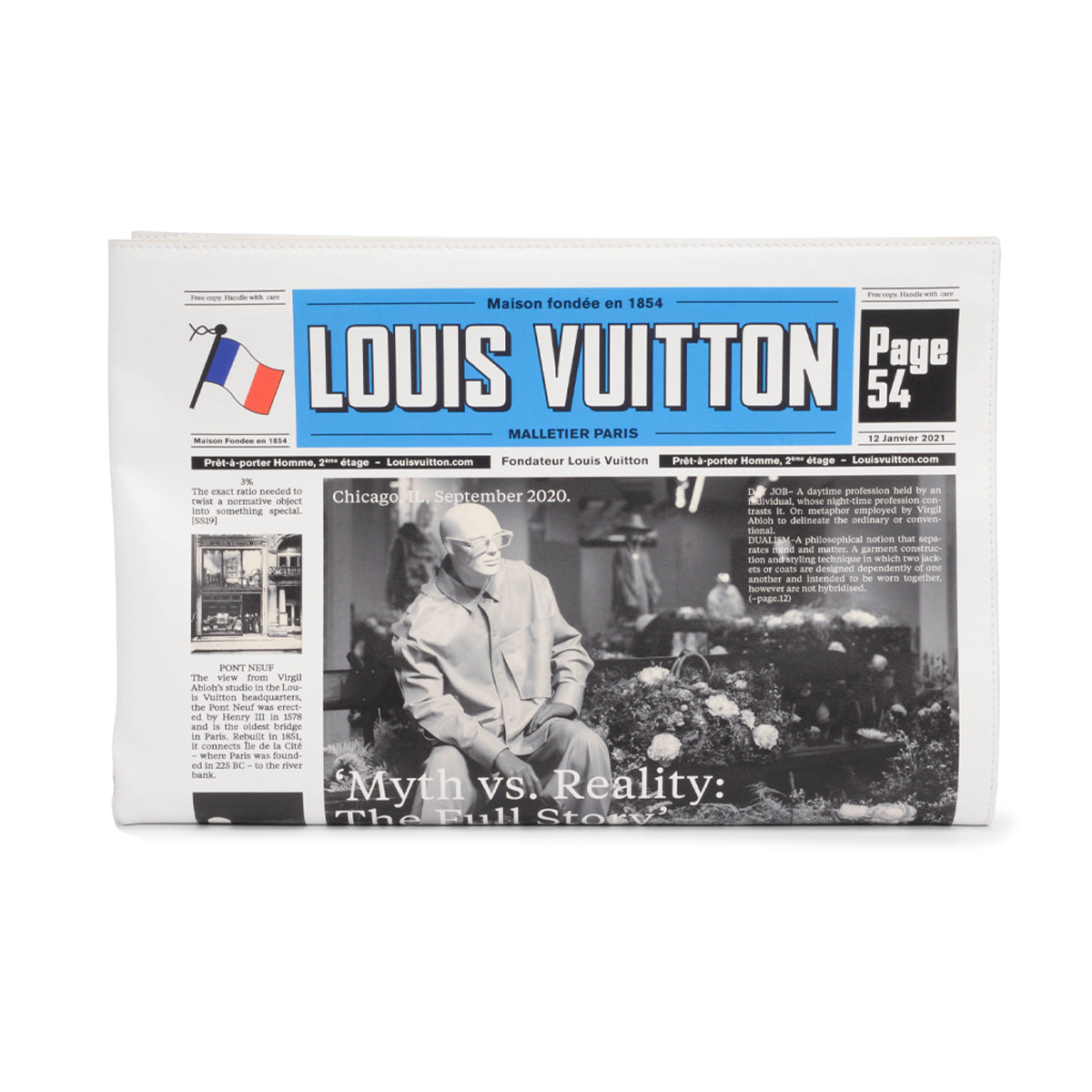 Louis Vuitton Calfskin Newspaper Print Pouch