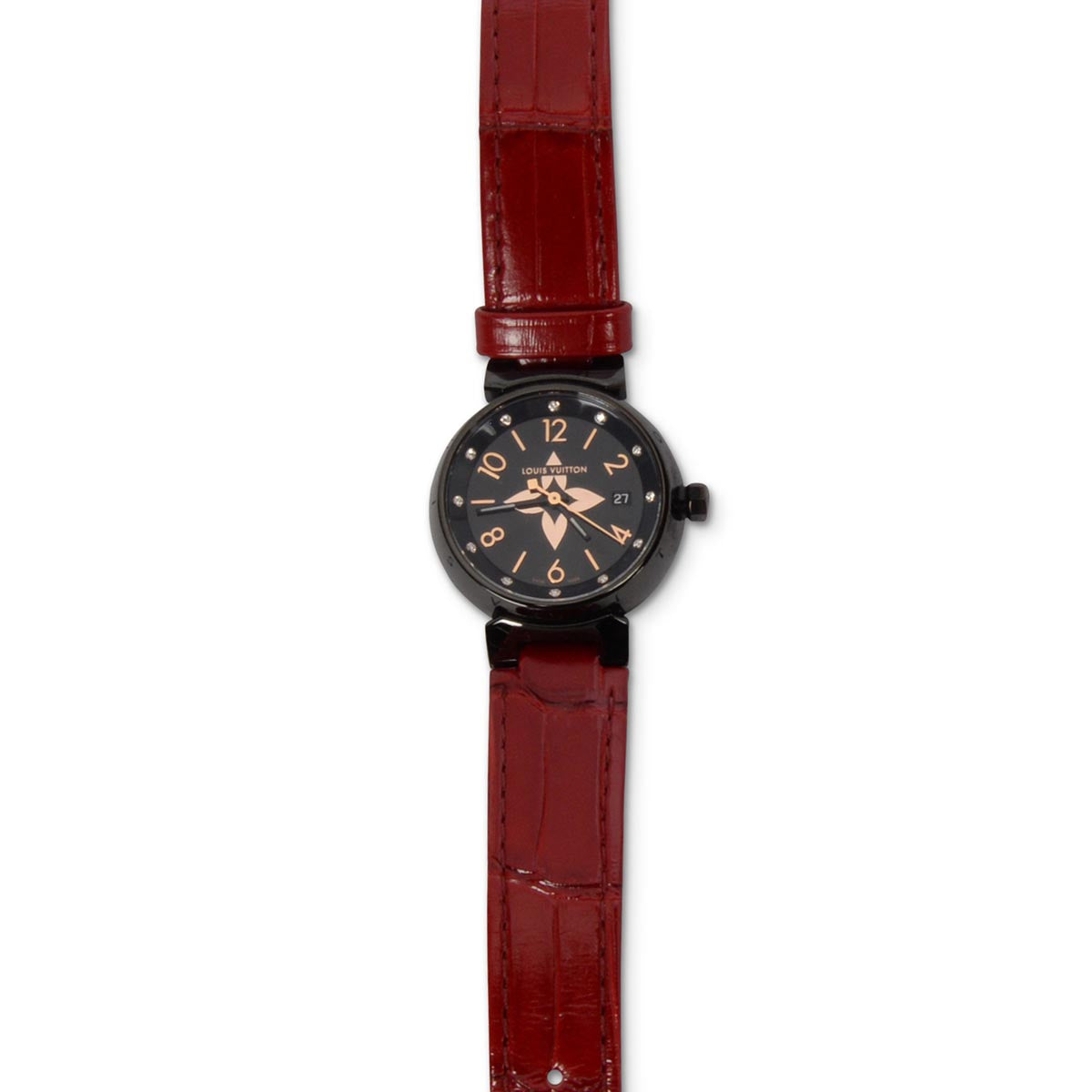 Louis Vuitton Steel & Diamond All Black Tambour Watch